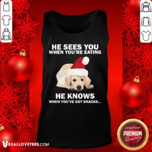 Alternative view of Cute Labrador He Sees You When You're Eating He Knows When You've Got Snacks Christmas Shirt
