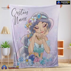 Official Cartoon Disney Aladdin Jasmine Princess Blanket Fleece Customized Blanket