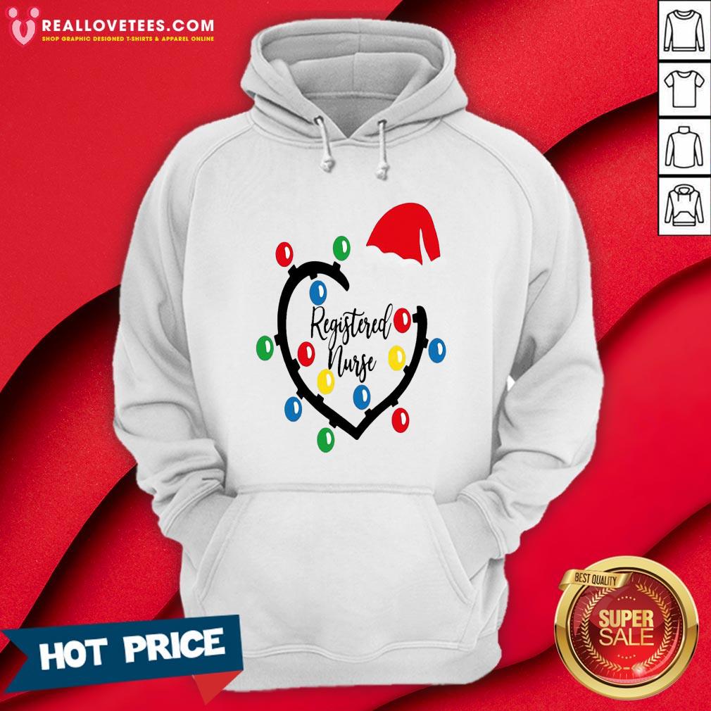 Cute Heart Santa Registered Nurse Light Merry Christmas Shirt - Image 4