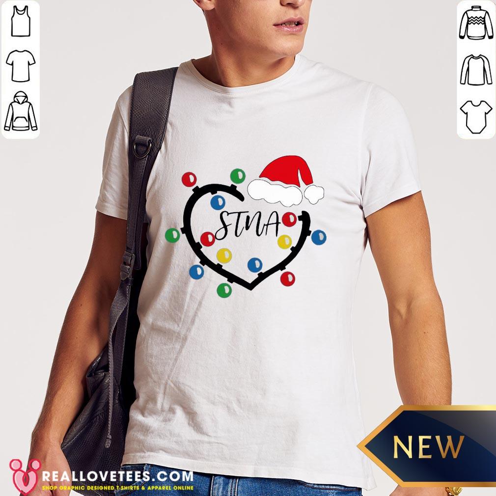 Funny Heart Santa Stna Light Christmas Shirt