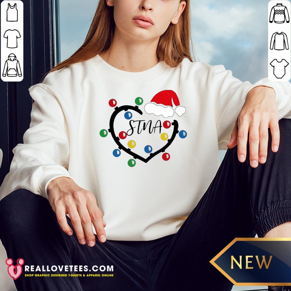 Funny Heart Santa Stna Light Christmas Shirt - Image 3