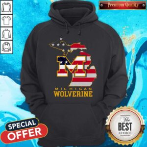 Alternative view of Michigan Wolverine American Map Flag Shirt