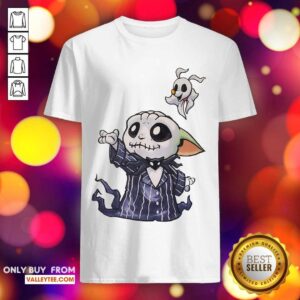 Premium Baby Yoda In Jack Skellington And Zero Shirt