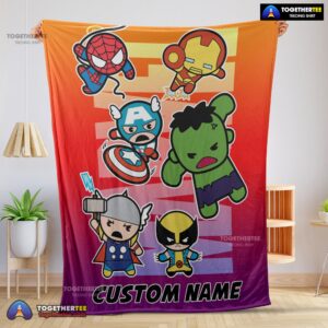 Official Marvel SuperHero Avengers Skull Friends Birthday Cute Blanket Fleece Customized Blanket