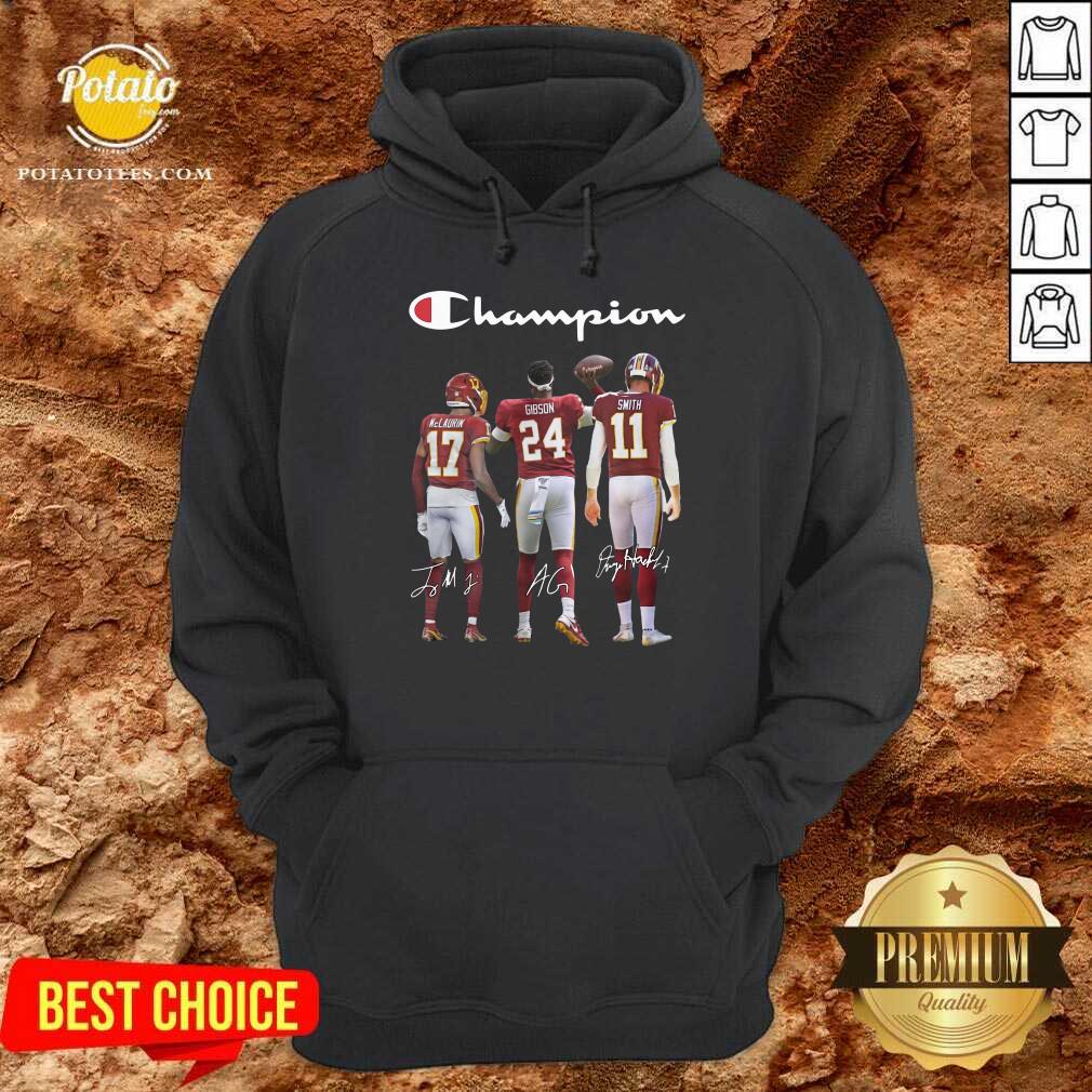 Pretty Terry Mclaurin 17 Antonio Gibson 24 Alex Smith 11 Washington Redskins Champion 2020 Signatures Shirt - Image 5