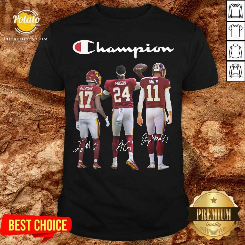 Pretty Terry Mclaurin 17 Antonio Gibson 24 Alex Smith 11 Washington Redskins Champion 2020 Signatures Shirt