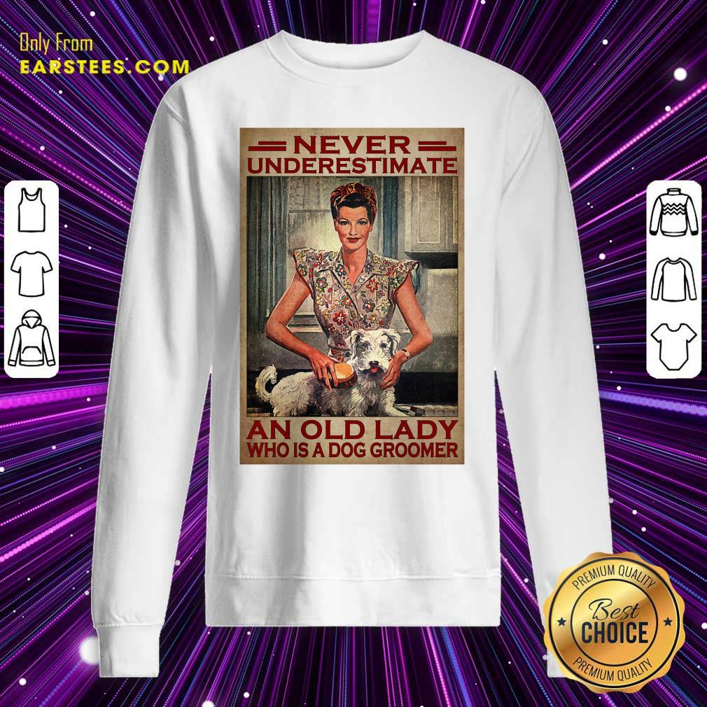 An Old Lady Who Is A Dog Groomer Poster Shirt - Image 3