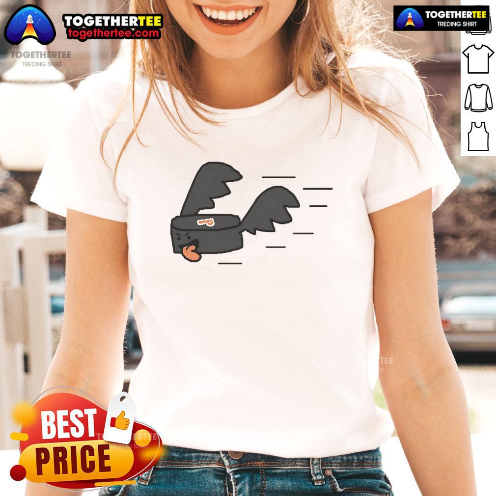 Nice Philadelphia Flyers Hockey Puck Flying T-Shirt - Image 3