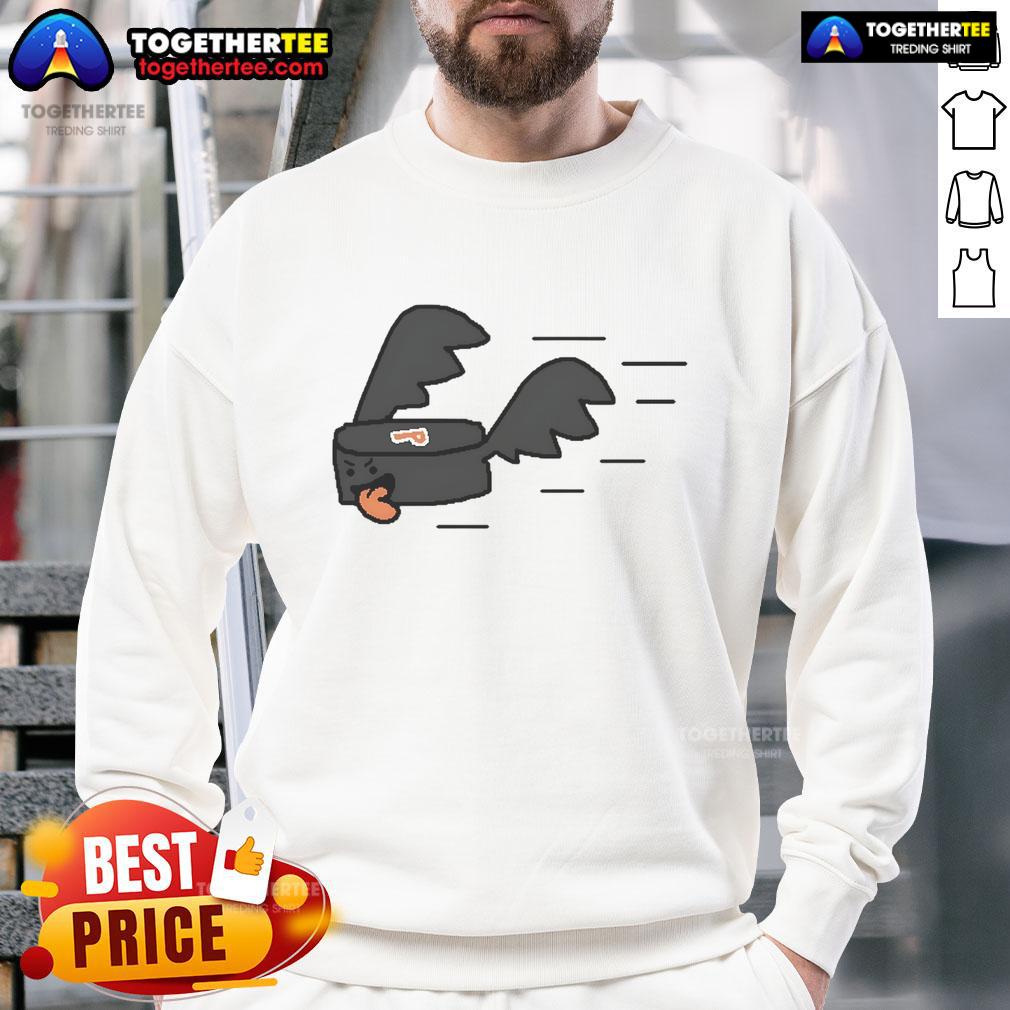 Nice Philadelphia Flyers Hockey Puck Flying T-Shirt - Image 5
