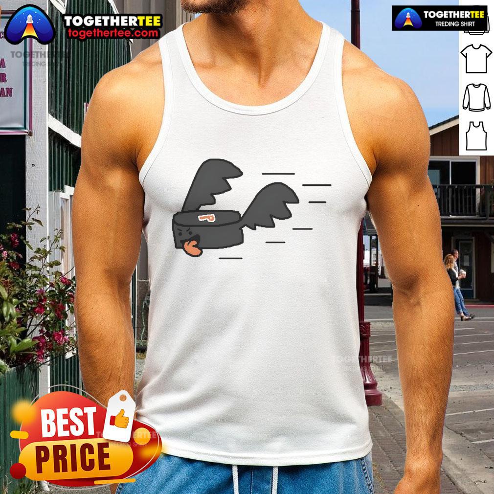Nice Philadelphia Flyers Hockey Puck Flying T-Shirt - Image 4