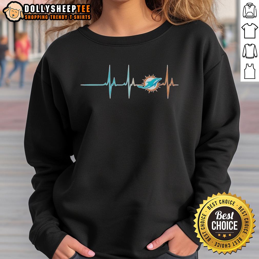 Awesome Miami Dolphins NFL Heartbeat T-Shirt - Image 5