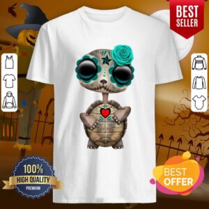 Blue Day Of The Dead Dia De Muertos Sugar Skull Baby Turtle Shirt