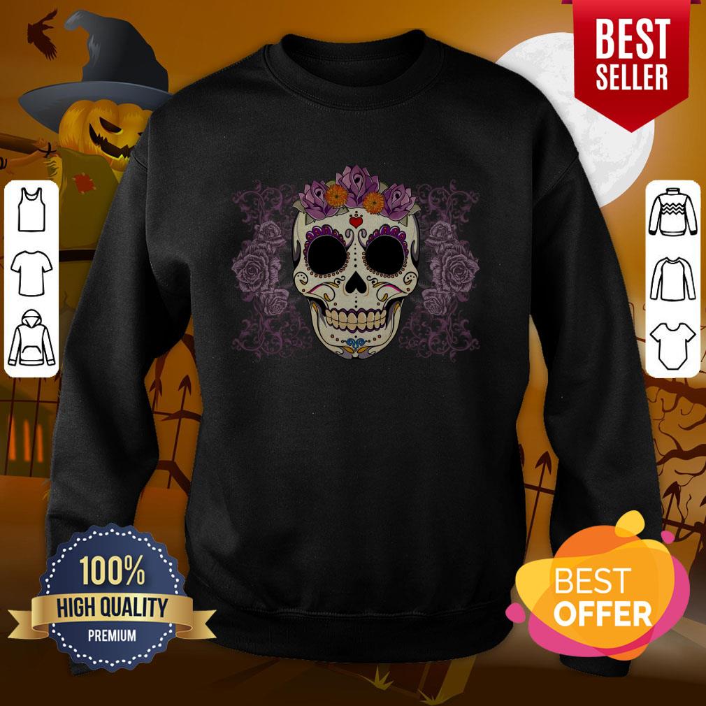 Day Of The Dead Muertos Vintage Skull And Roses Shirt - Image 3