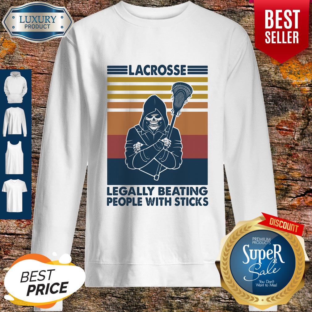 Skeleton Lacrosse Legally Beating People With Sticks Vintage Shirt - Image 4