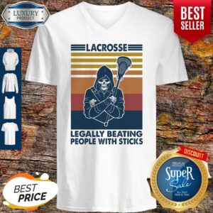 Alternative view of Skeleton Lacrosse Legally Beating People With Sticks Vintage Shirt