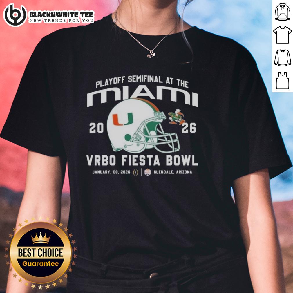 Good Miami Hurricanes 2026 Playoff Semifinal At The Vrbo Fiesta Bowl Helmet T-Shirt - Image 3