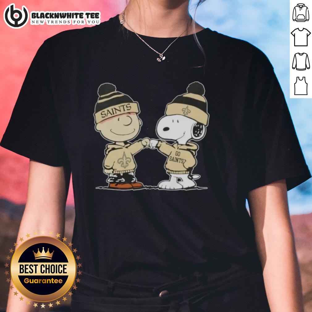Nice Peanuts Charlie Brown Fist Bump Snoopy X New Orleans Saints Football T-Shirt - Image 3