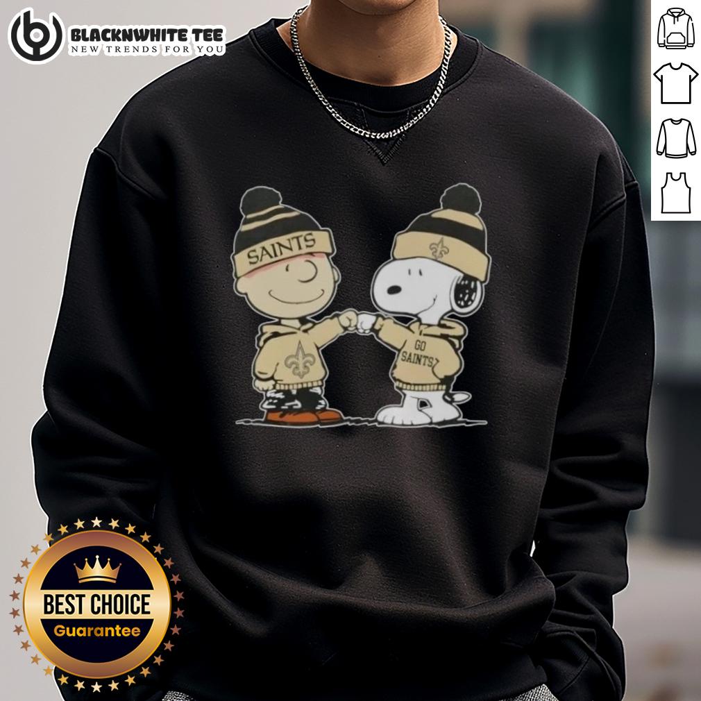 Nice Peanuts Charlie Brown Fist Bump Snoopy X New Orleans Saints Football T-Shirt - Image 5