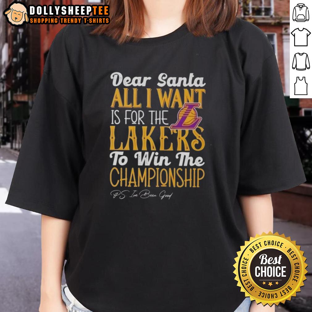 Official Dear Santa All I Want Is For The Los Angeles Lakers To Win The Championship T-Shirt - Image 3