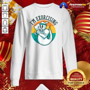 Alternative view of Cute I'm Exorcising Gym Ghost Weight Lifting Scream Shirt
