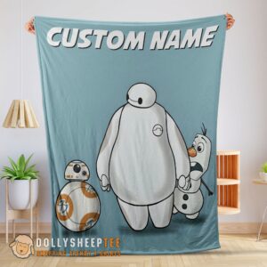 Perfect Cute Disney Cartoon Big Hero 6 Baymax With Friends Blanket Fleece Customized Blanket