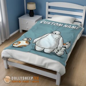 Alternative view of Perfect Cute Disney Cartoon Big Hero 6 Baymax With Friends Blanket Fleece Customized Blanket