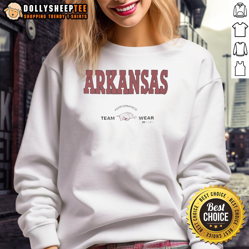 Pretty Arkansas Razorbacks Football Performance Team Wear Russell Athletic T-Shirt - Image 5
