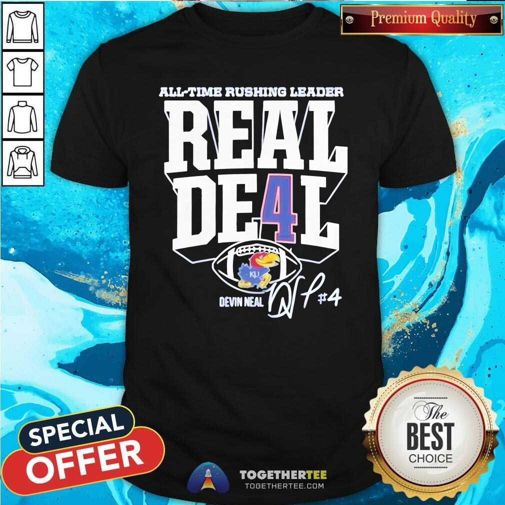 Nice Devin Neal Kansas Jayhawks Football All-Time Rushing Leader Record T-Shirt