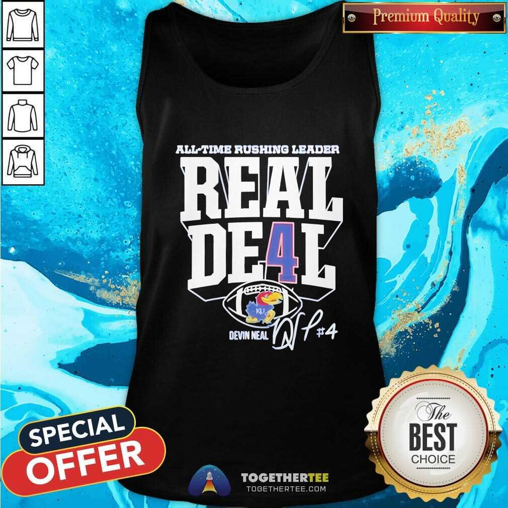 Nice Devin Neal Kansas Jayhawks Football All-Time Rushing Leader Record T-Shirt - Image 3