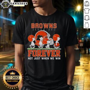 Awesome Snoopy And Charlie Brown Cleveland Browns Forever Not Just When We Win T-Shirt