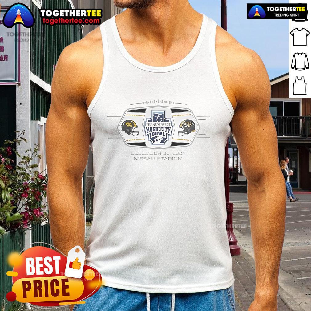 Official Iowa Hawkeyes Vs Mizzou Tigers 2024 Transperfect Music City Bowl Nissan Stadium T-Shirt - Image 4