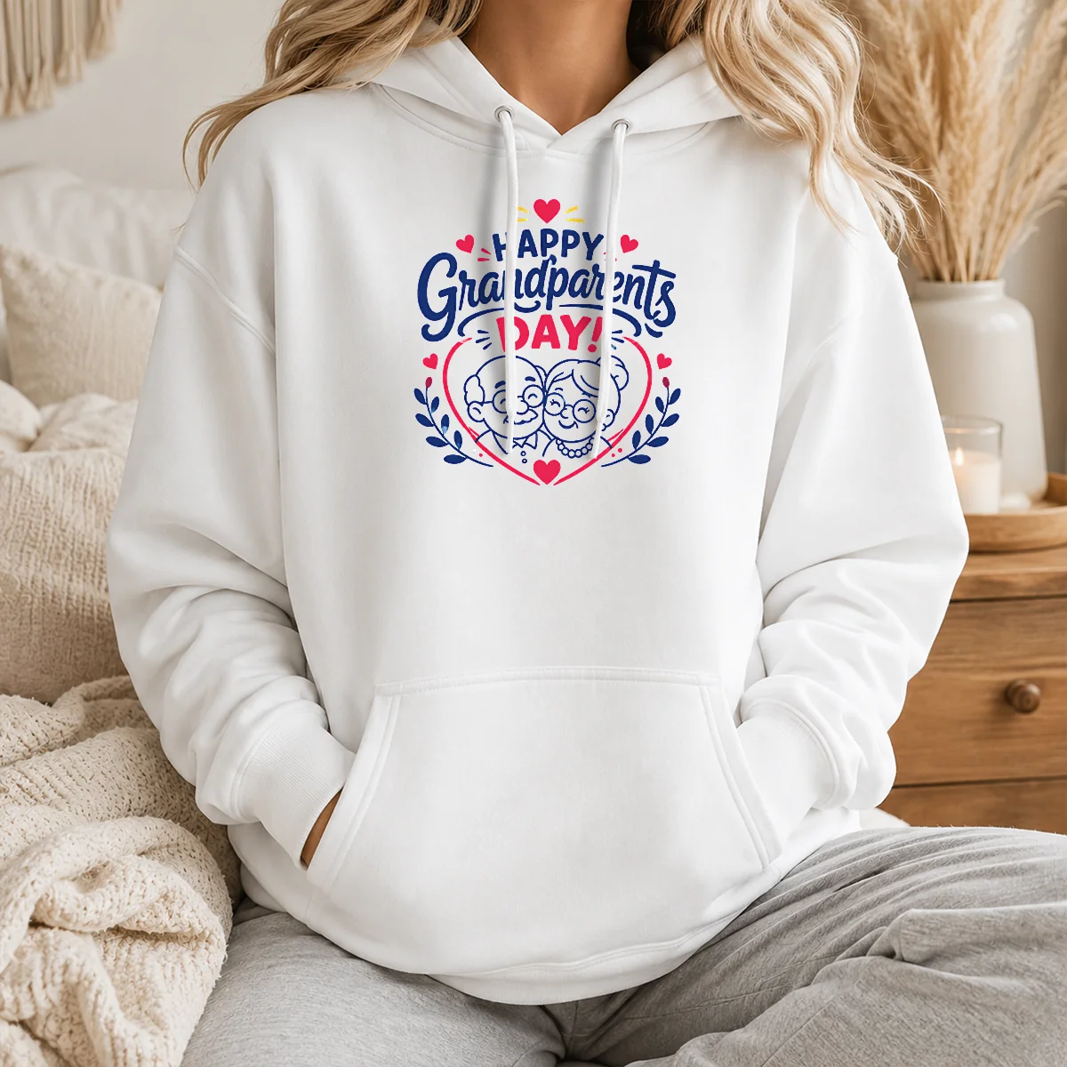 Pretty Premium Happy Grandparents Day Heart Wreath Line Art Shirt - Image 6