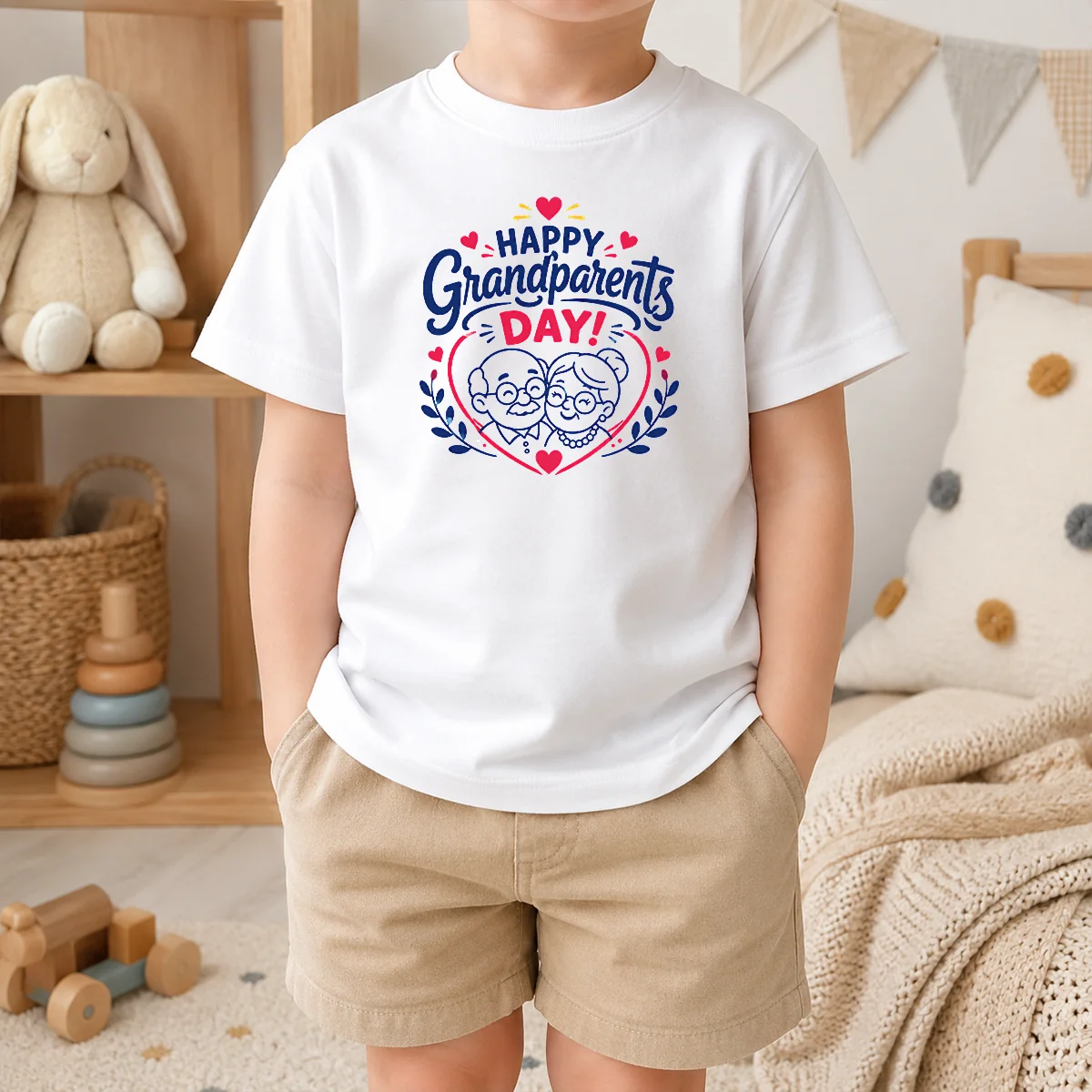 Pretty Premium Happy Grandparents Day Heart Wreath Line Art Shirt - Image 9
