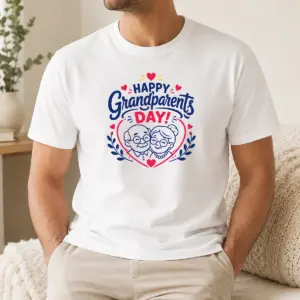 Pretty Premium Happy Grandparents Day Heart Wreath Line Art Shirt