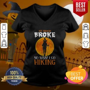 Alternative view of Excellent Witch My Broom Broke So Now I Go Hiking Halloween Shirt