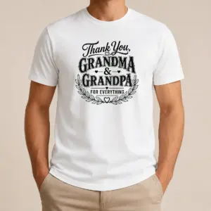 Funny Official Grandparents Day Thank You With Line Art Typography Shirt