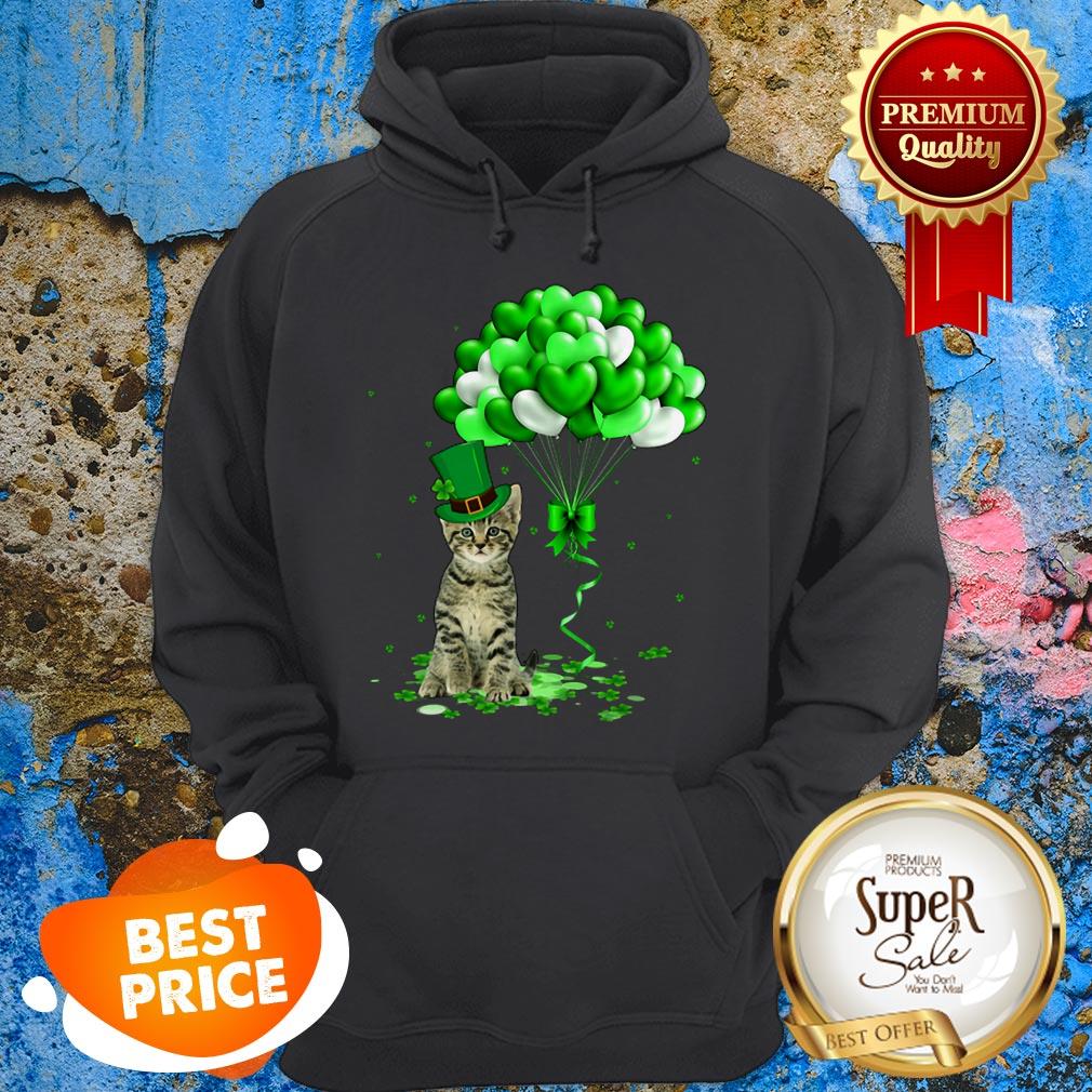 Nice Cat Balloons Heart St. Patrick’s Day 2020 Shirt - Image 2