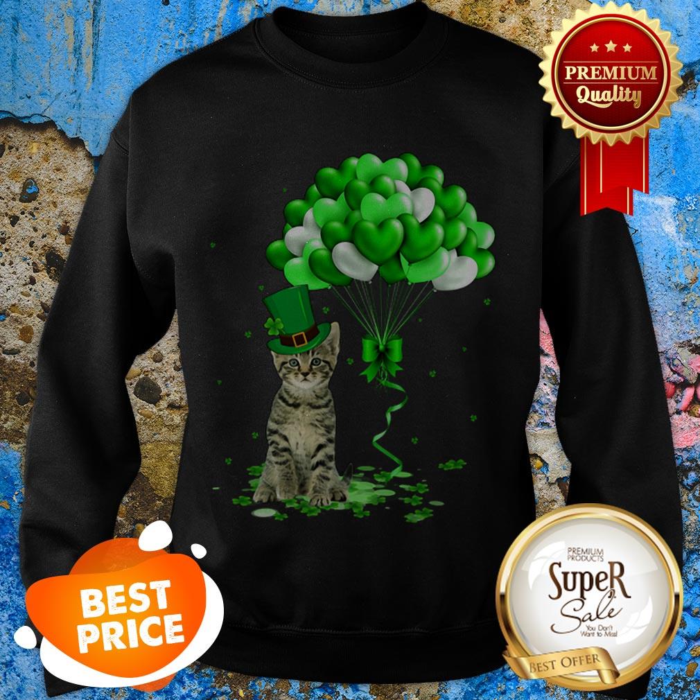 Nice Cat Balloons Heart St. Patrick’s Day 2020 Shirt - Image 3