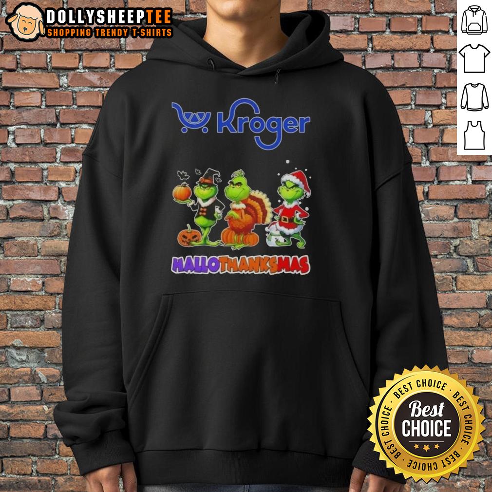Good Kroger X Grinch Cosplay Happy HalloThanksMas T-Shirt - Image 2