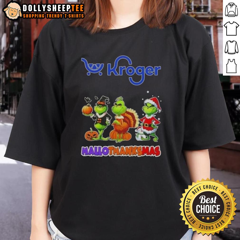 Good Kroger X Grinch Cosplay Happy HalloThanksMas T-Shirt - Image 3