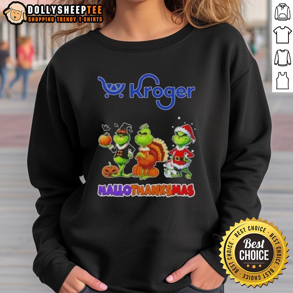 Good Kroger X Grinch Cosplay Happy HalloThanksMas T-Shirt - Image 5