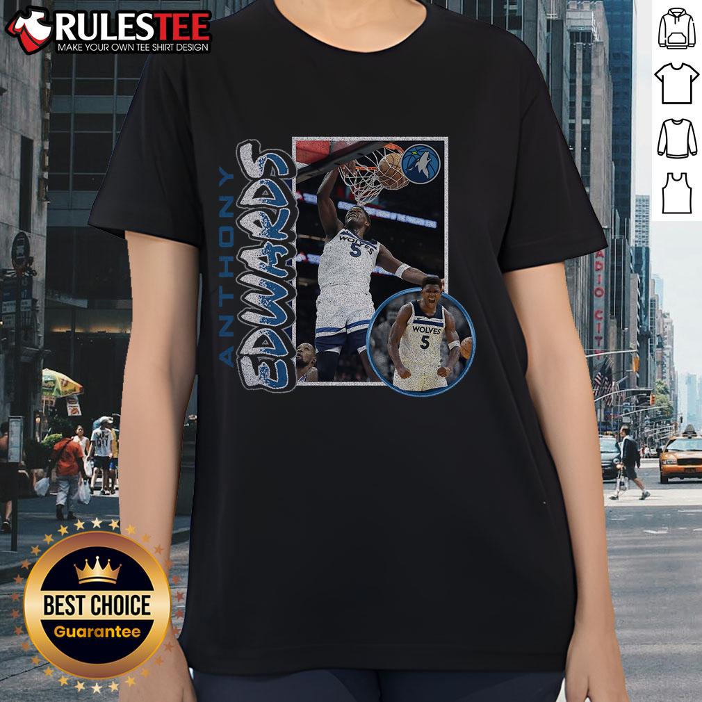 Official Anthony Edwards Navy Minnesota Timberwolves '90s Player T-Shirt - Image 3