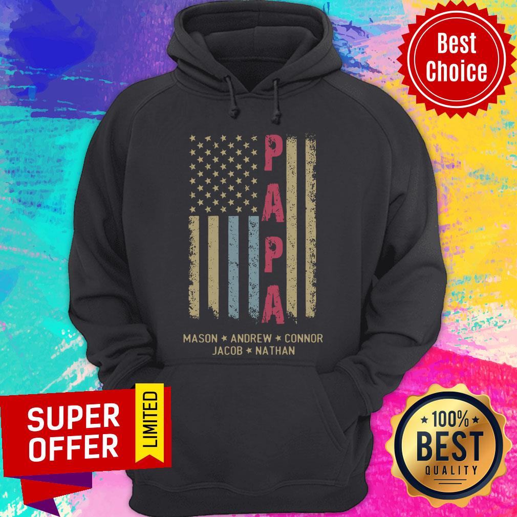 Awesome Papa Mason Andrew Connor Jacob Nathan American Flag Shirt - Image 3
