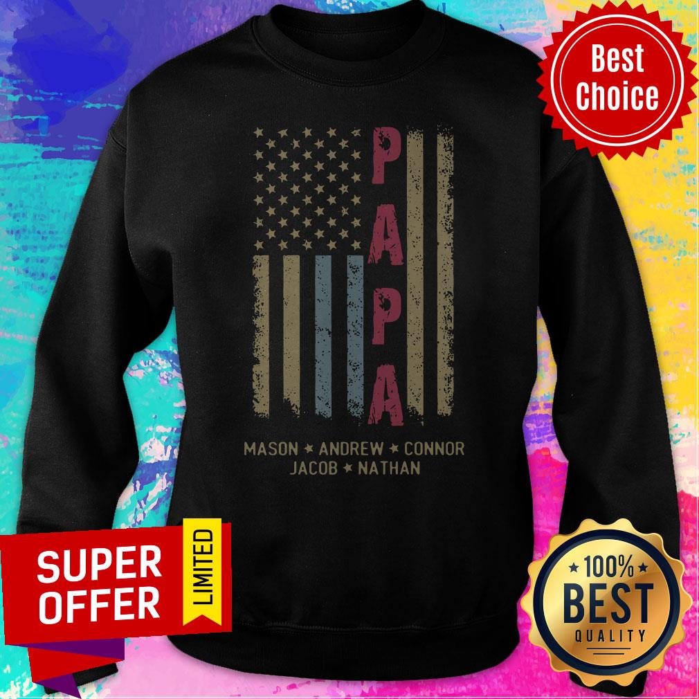 Awesome Papa Mason Andrew Connor Jacob Nathan American Flag Shirt - Image 2