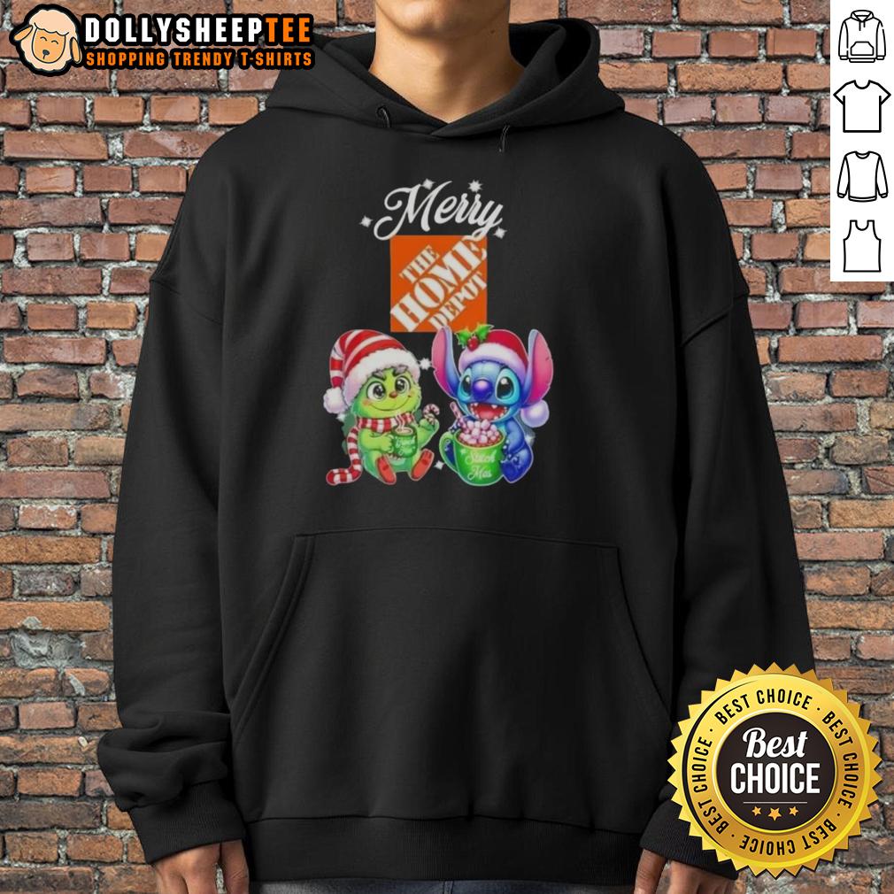 Happy Grinch And Stitch X Home Depot Merry Christmas T-Shirt - Image 2