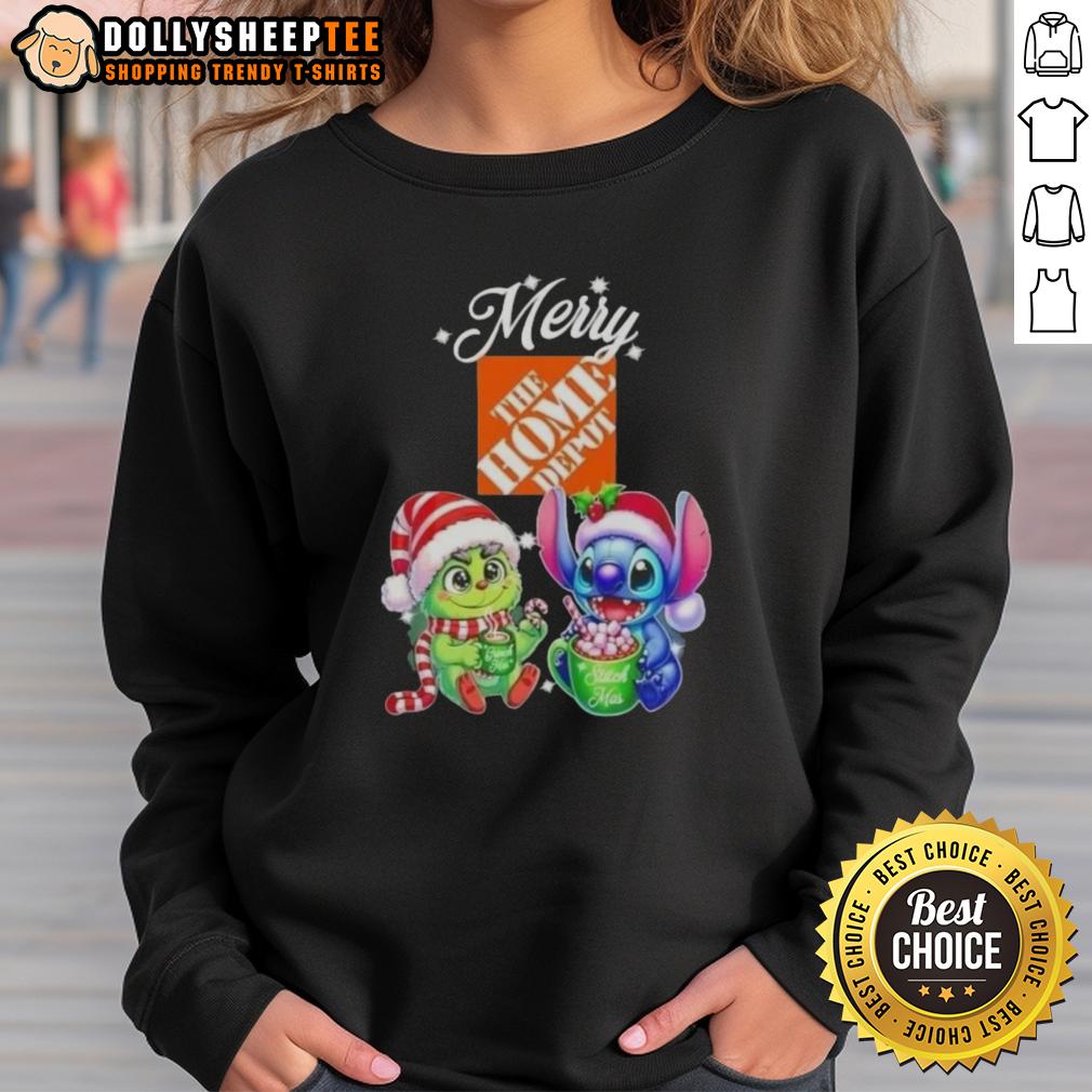 Happy Grinch And Stitch X Home Depot Merry Christmas T-Shirt - Image 5