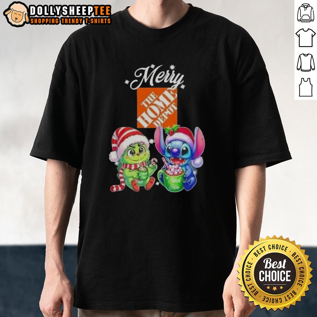 Happy Grinch And Stitch X Home Depot Merry Christmas T-Shirt