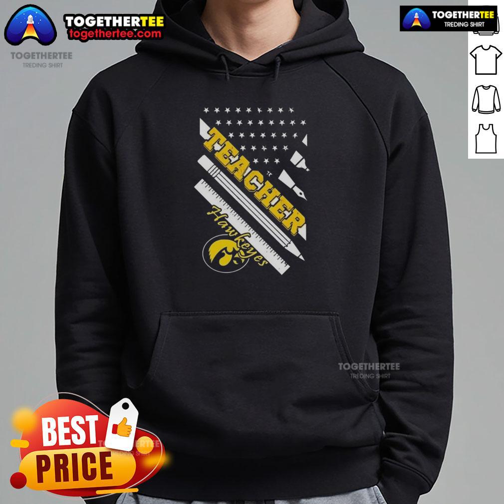Premium Iowa Hawkeyes X Teacher American Flag T-Shirt - Image 2