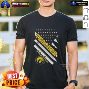 Premium Iowa Hawkeyes X Teacher American Flag T-Shirt