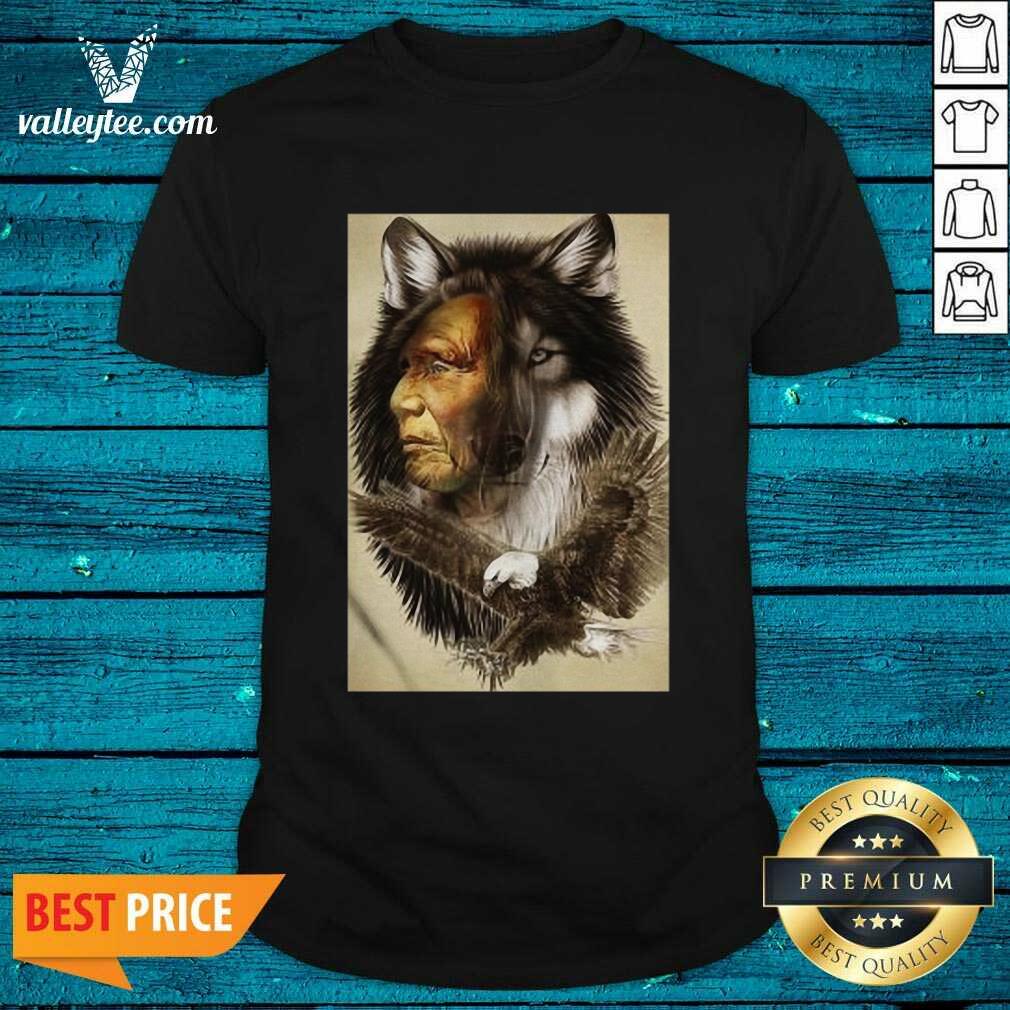 Attractive Native American Indian Wolf Eagle Shirt